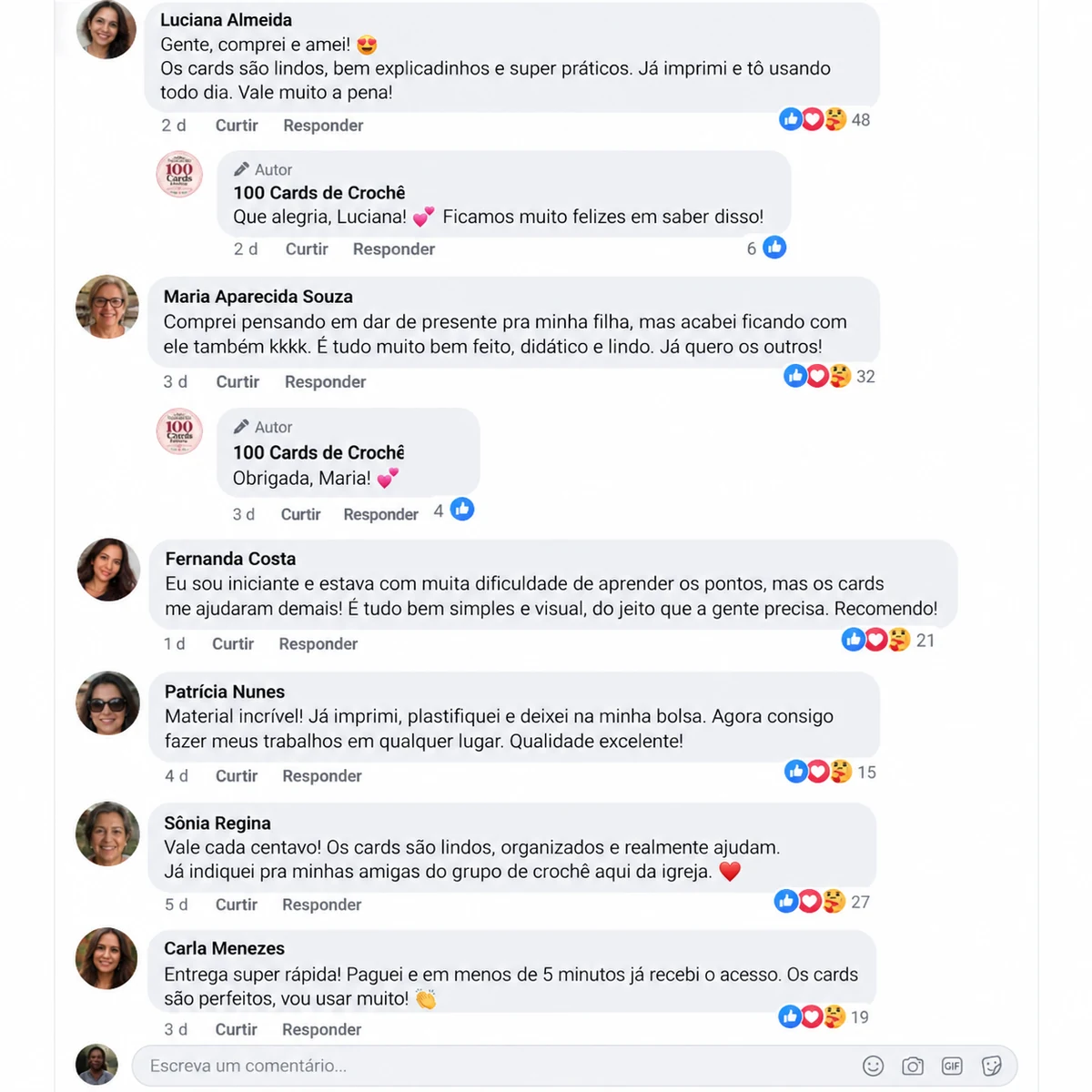 Comentários sobre os 100 Cards de Crochê