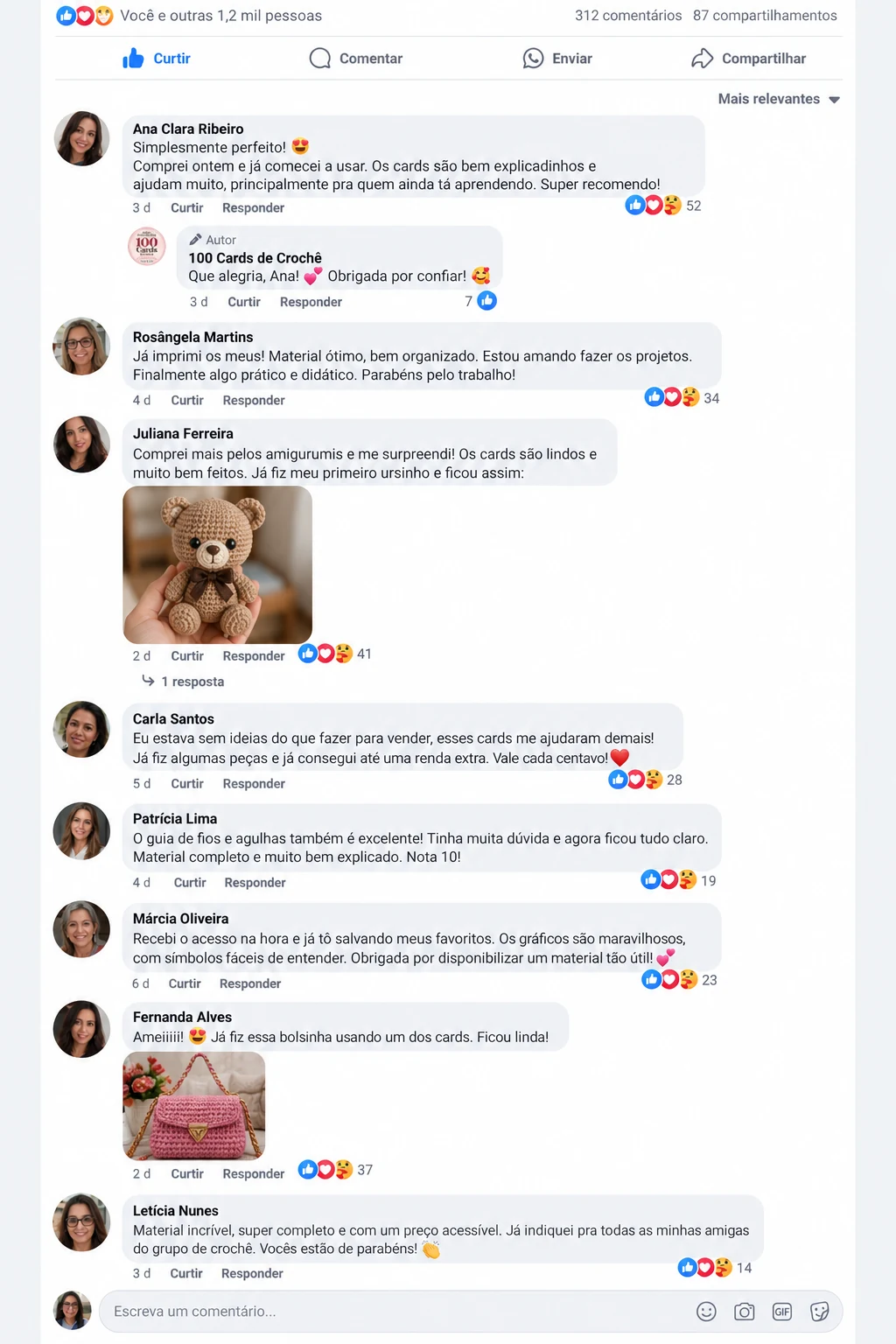 Mais comentários sobre os 100 Cards de Crochê